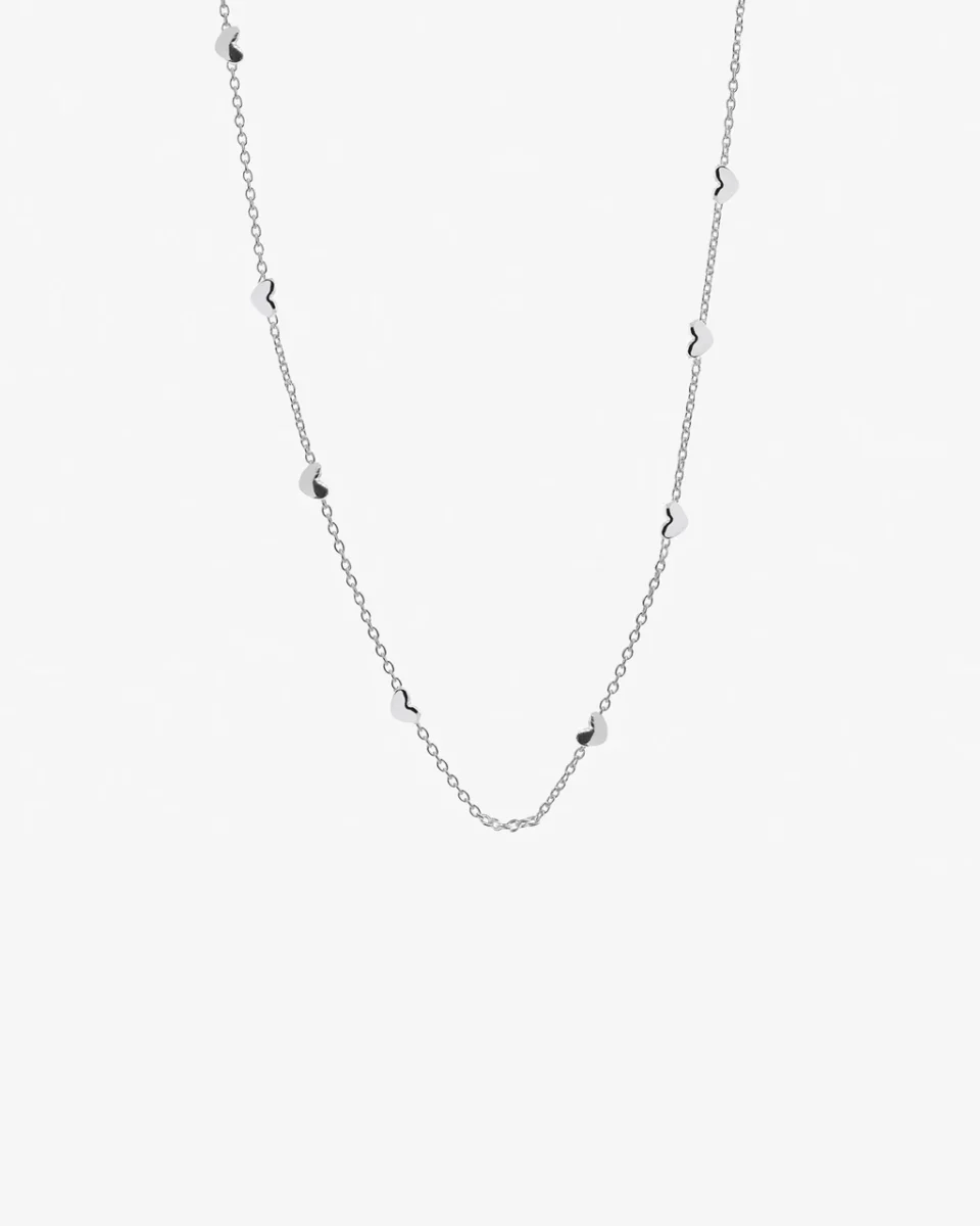 LOVING HEART DROP FULL NECKLACE SHORT SILVER